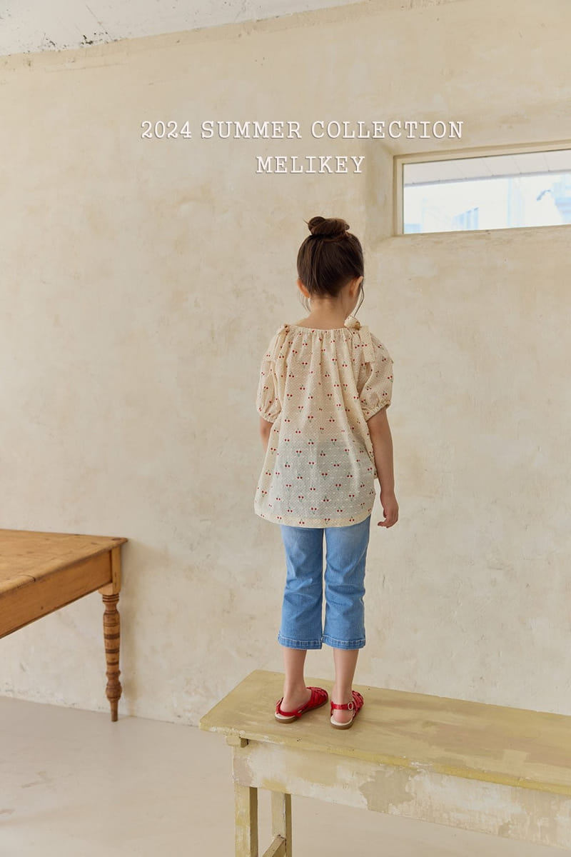 Melikey - Korean Children Fashion - #kidsshorts - Cherry Ribbon Blouse - 7