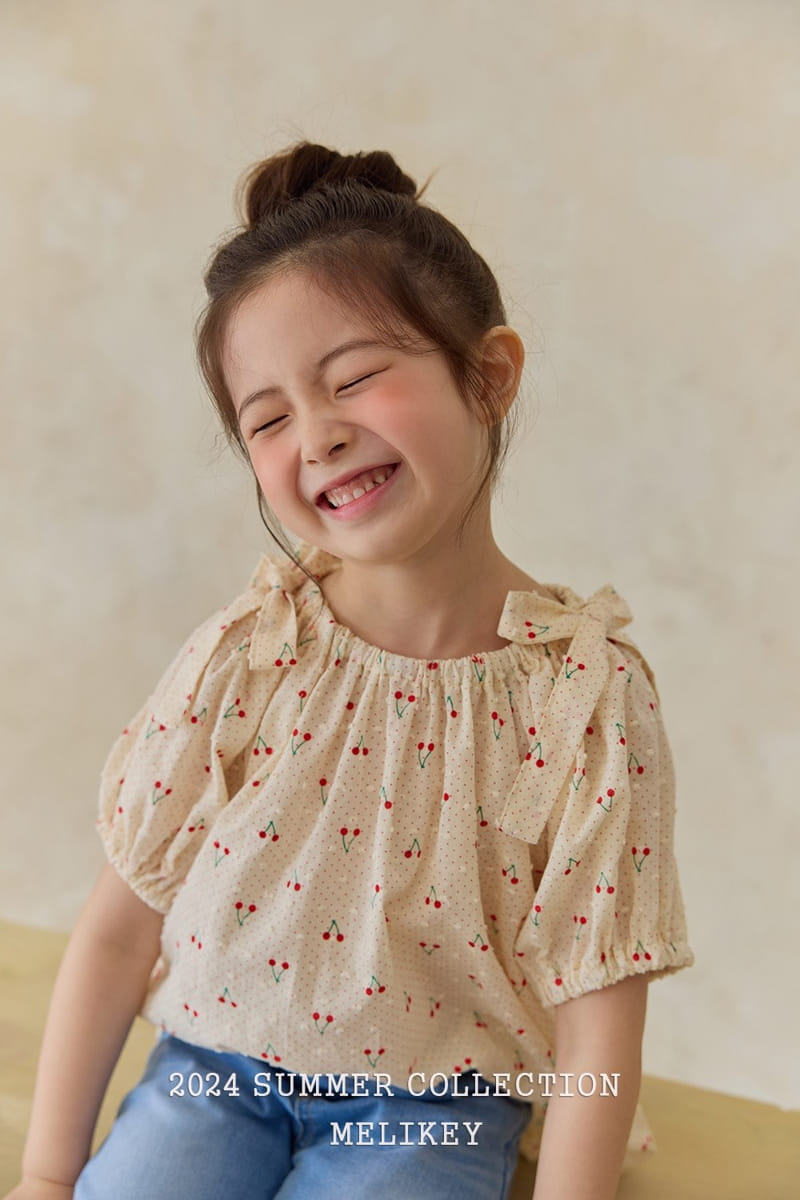 Melikey - Korean Children Fashion - #littlefashionista - Cherry Ribbon Blouse - 11