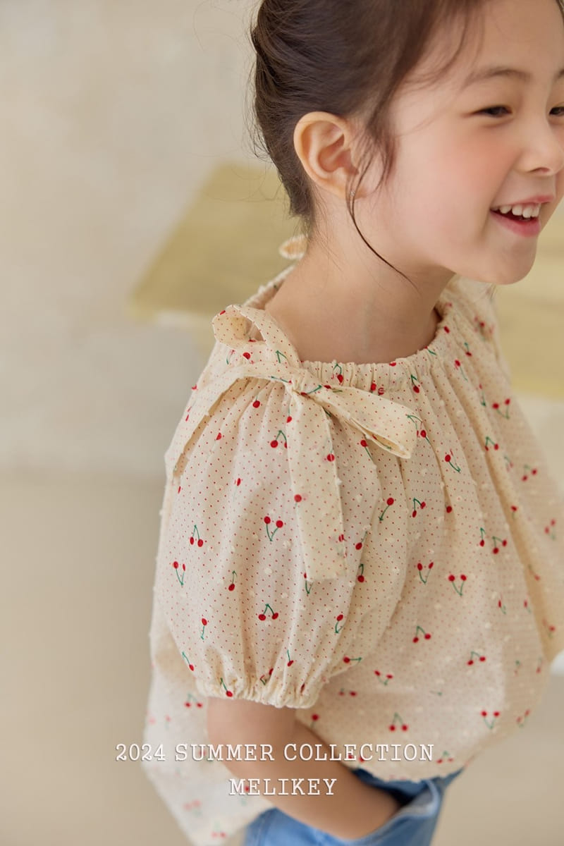 Melikey - Korean Children Fashion - #stylishchildhood - Cherry Ribbon Blouse