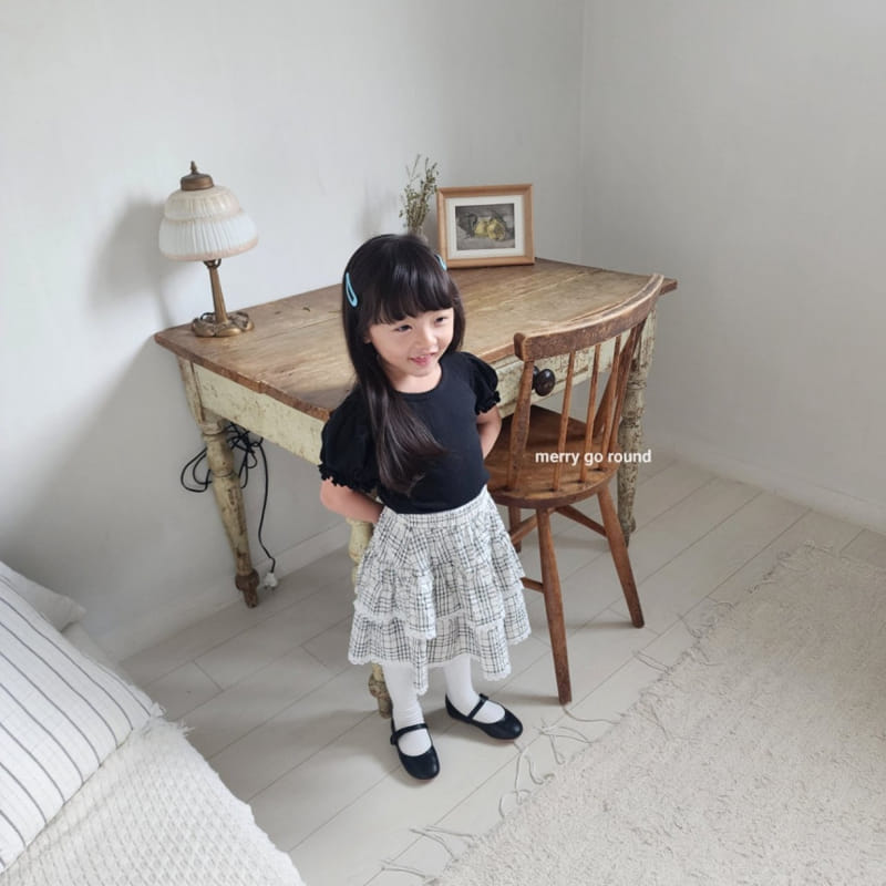 Merry Go Round - Korean Children Fashion - #stylishchildhood - Check Lace Skirt - 4
