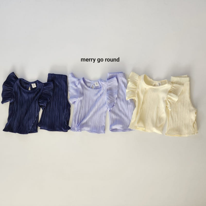 Merry Go Round - Korean Children Fashion - #designkidswear - Shine Pleats Top Bottom Set - 2