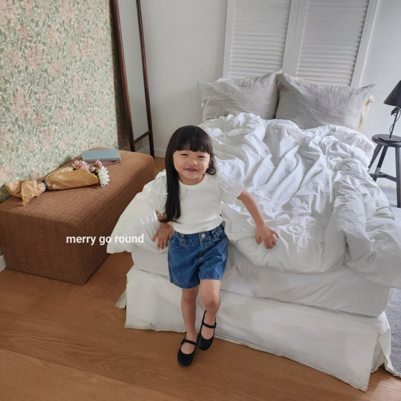 Merry Go Round - Korean Children Fashion - #fashionkids - Slit Dneim Shorts - 4
