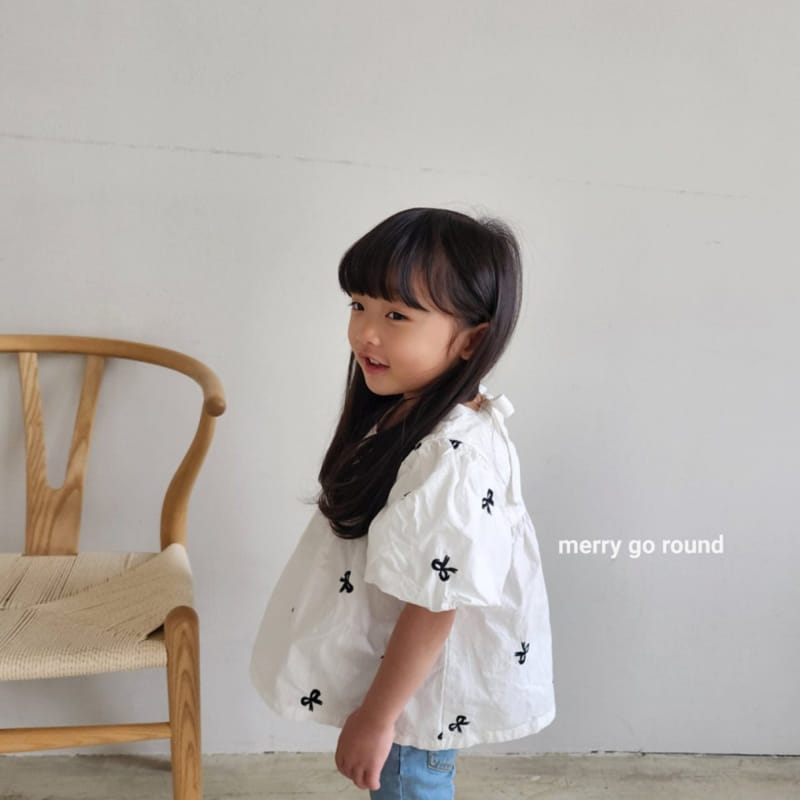 Merry Go Round - Korean Children Fashion - #kidsstore - Ribbon Embroidery Blouse - 8