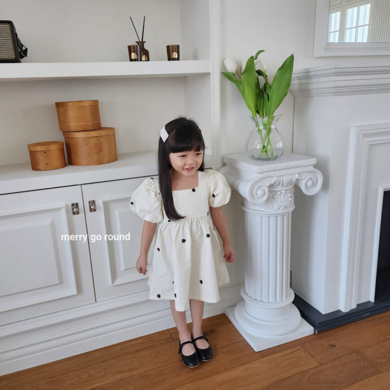 Merry Go Round - Korean Children Fashion - #littlefashionista - Rose Embroidery One-Piece - 7