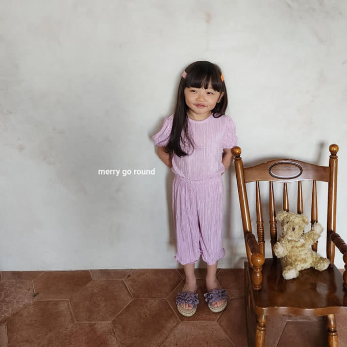 Merry Go Round - Korean Children Fashion - #magicofchildhood - Puff Wrinkle Top Bottom Set