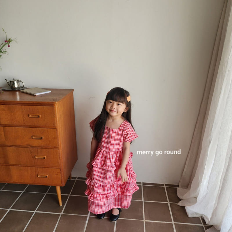 Merry Go Round - Korean Children Fashion - #minifashionista - Check Frill One-Piece - 4