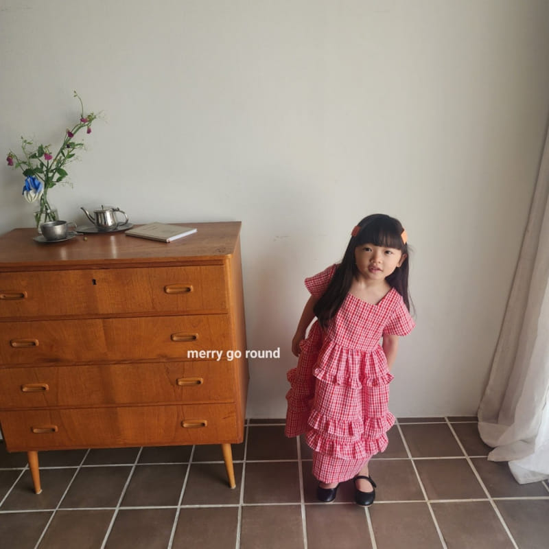 Merry Go Round - Korean Children Fashion - #toddlerclothing - Check Frill One-Piece - 6