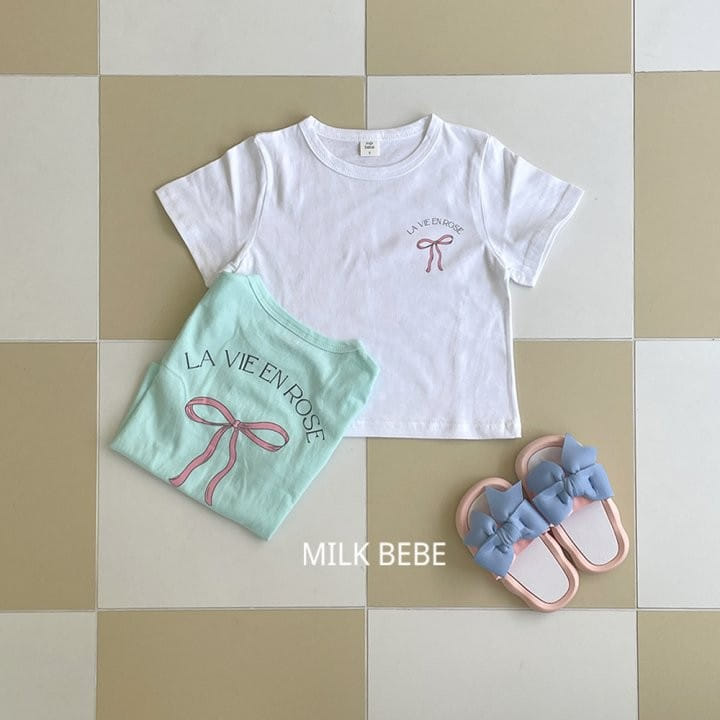 Milk Bebe - Korean Children Fashion - #littlefashionista - Ribbon Tee - 2