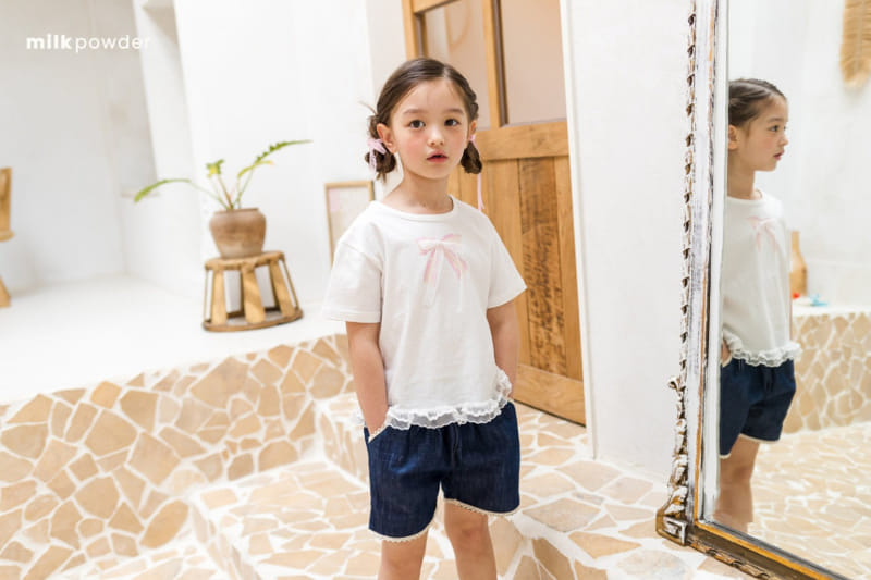 Milk Powder - Korean Children Fashion - #designkidswear - Lace Denim Pants - 3