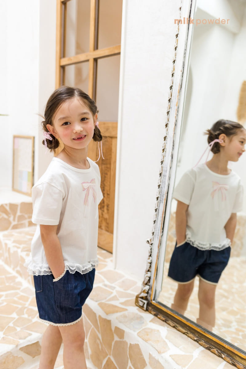 Milk Powder - Korean Children Fashion - #designkidswear - Lace Denim Pants - 4