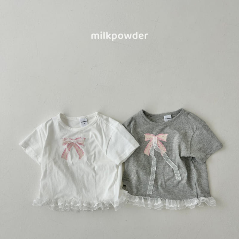 Milk Powder - Korean Children Fashion - #kidsshorts - Ribbon Tee - 2
