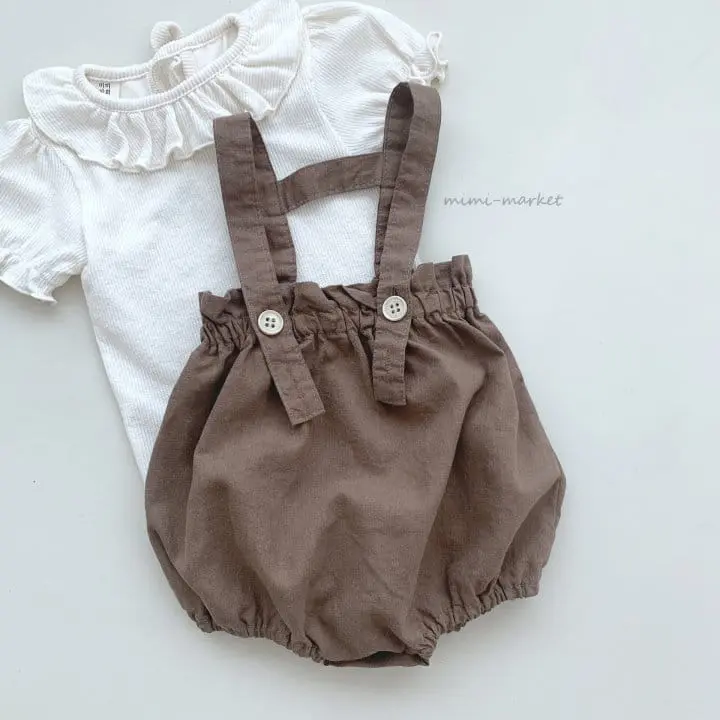 Mimi Market - Korean Baby Fashion - #onlinebabyboutique - Linen Pot Dungarees - 2