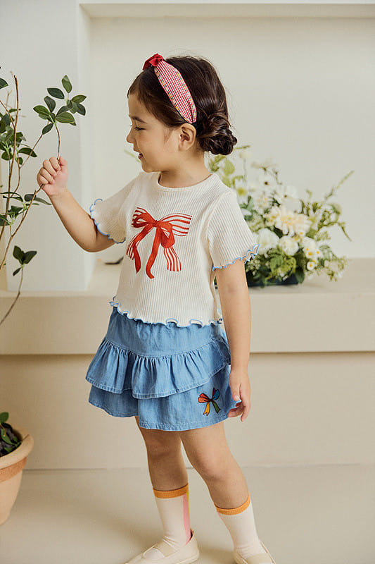 Mimico - Korean Children Fashion - #childofig - Denim Kan Kan Skirt Leggings - 2