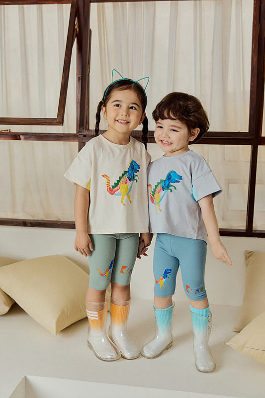 Mimico - Korean Children Fashion - #fashionkids - Water Dino Leggings - 10