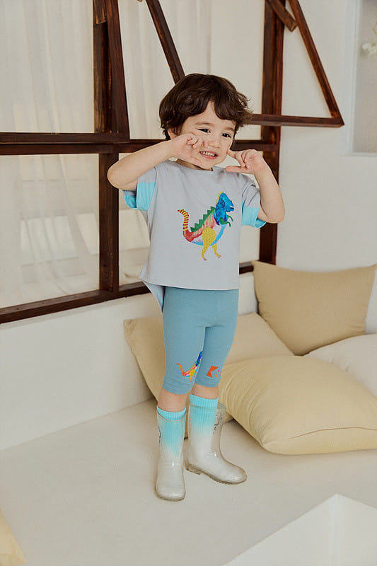 Mimico - Korean Children Fashion - #magicofchildhood - Water Dino Leggings - 2