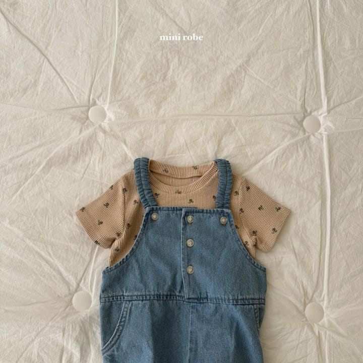 Mini Robe - Korean Baby Fashion - #babyclothing - Wave Denim Overalls - 9