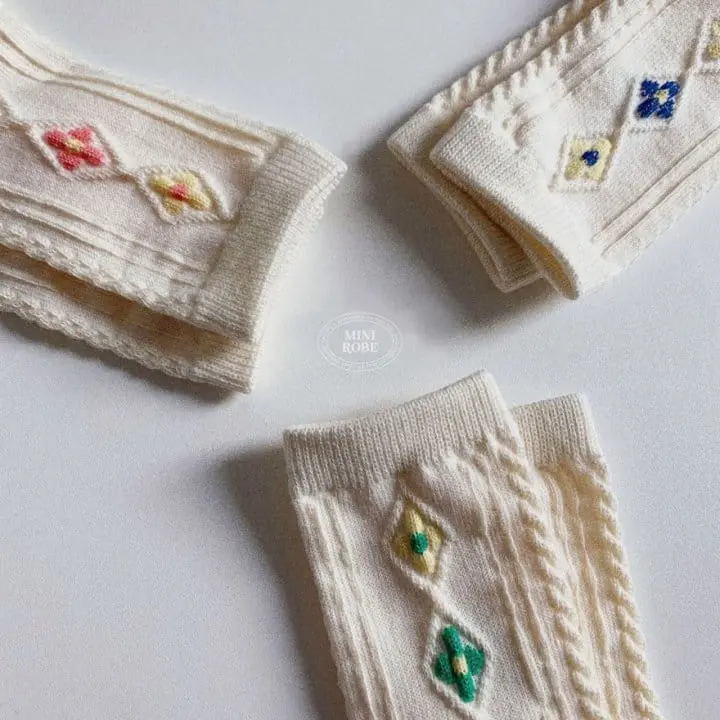 Mini Robe - Korean Baby Fashion - #babyfashion - Flower Socks Set - 3