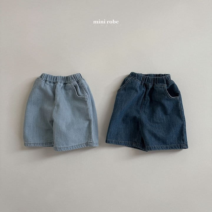 Mini Robe - Korean Baby Fashion - #babyootd - Point Denim Cropped Shorts
