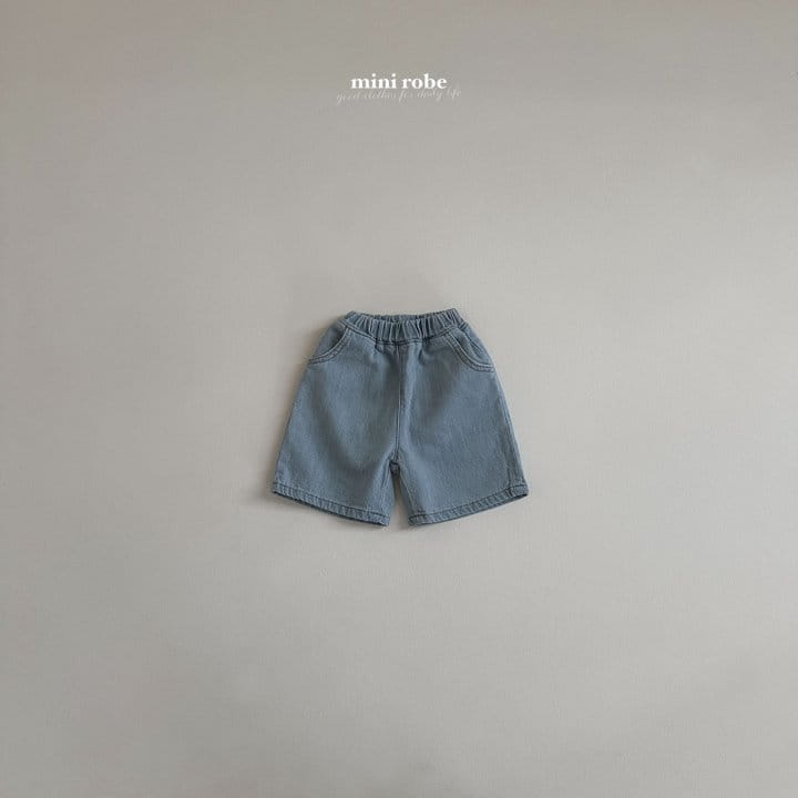 Mini Robe - Korean Baby Fashion - #babyoutfit - Point Denim Cropped Shorts - 3