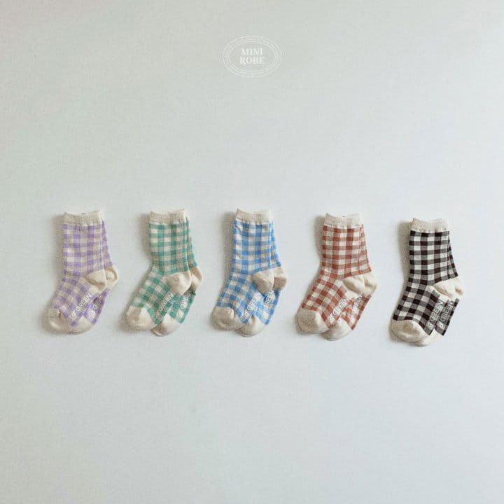 Mini Robe - Korean Baby Fashion - #babyoutfit - Natural Check Socks Set - 8