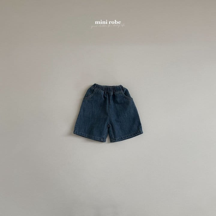 Mini Robe - Korean Baby Fashion - #babyoutfit - Point Denim Cropped Shorts - 4