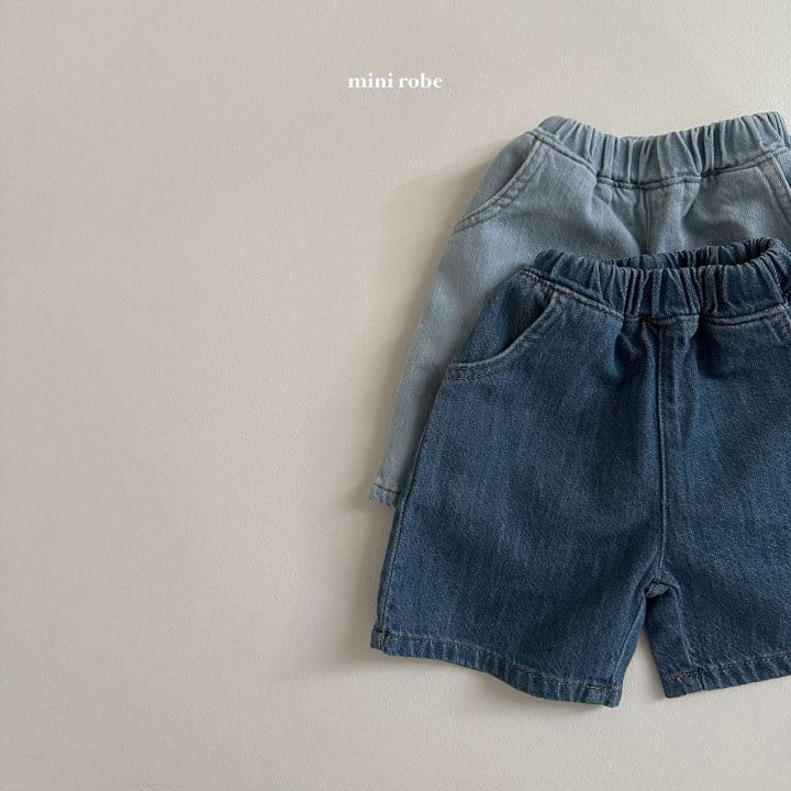 Mini Robe - Korean Baby Fashion - #onlinebabyboutique - Point Denim Cropped Shorts - 5