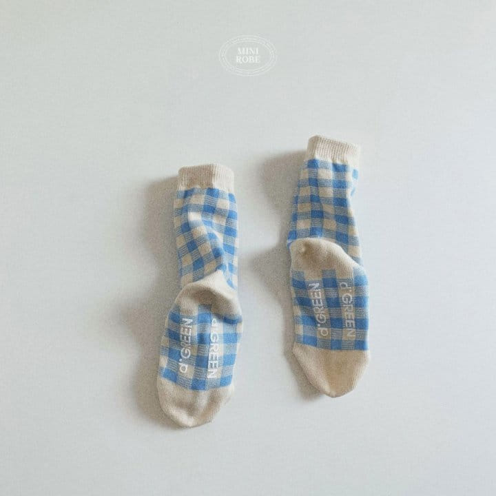 Mini Robe - Korean Baby Fashion - #onlinebabyboutique - Natural Check Socks Set - 11