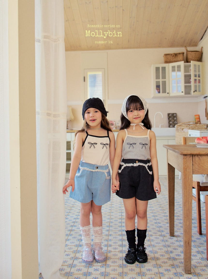 Mollybin - Korean Children Fashion - #childofig - Lace Denim Shorts - 8