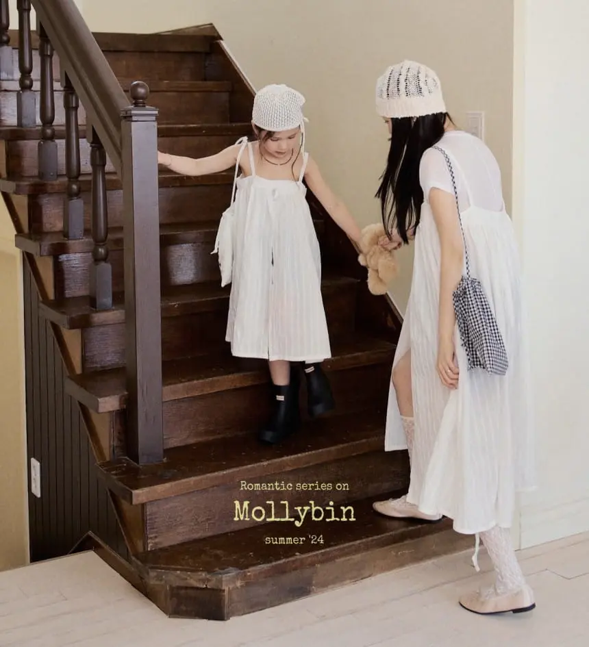 Mollybin - Korean Children Fashion - #childofig - Creamy Embroidery One-Piece With Mom - 4