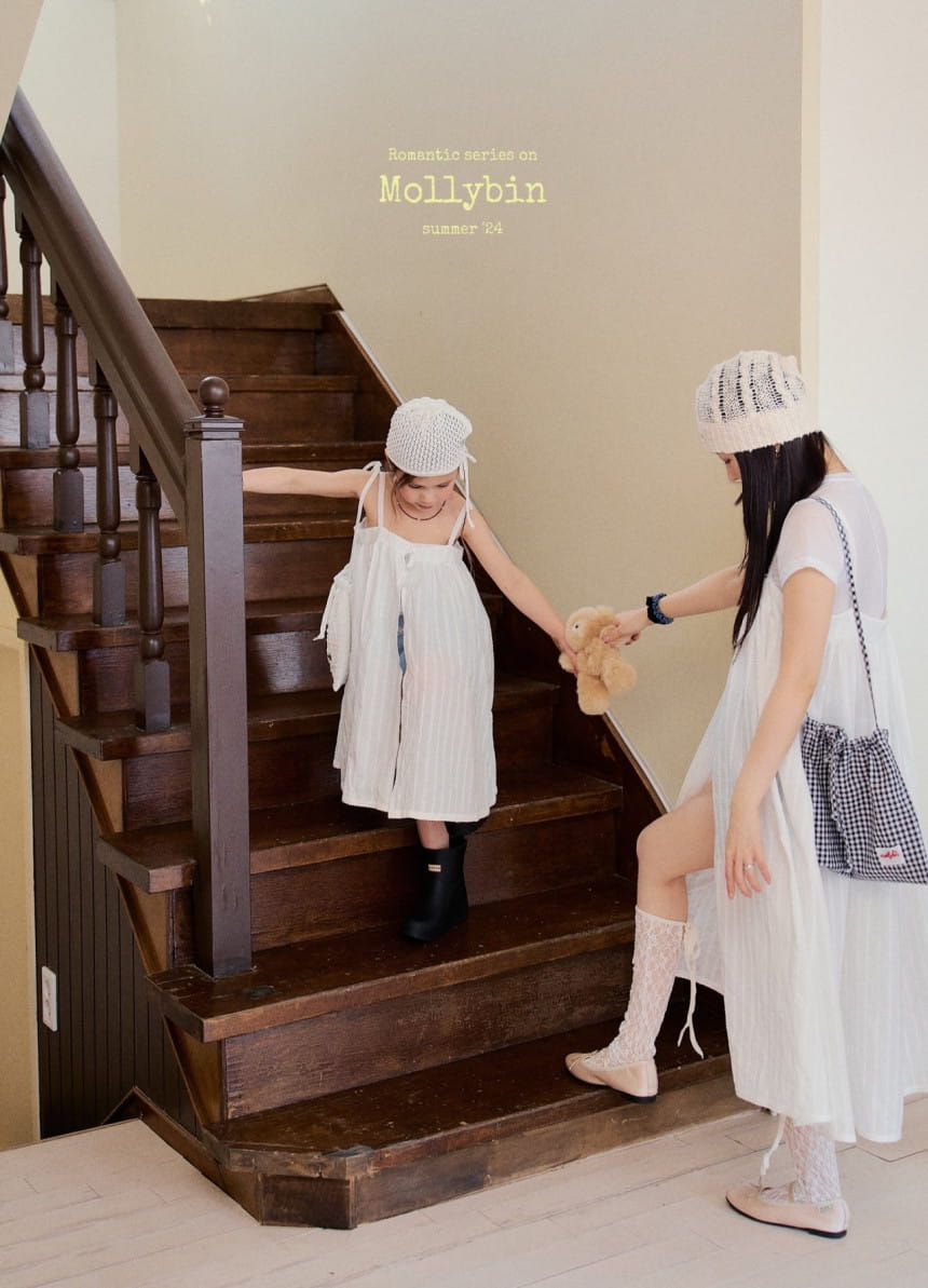 Mollybin - Korean Children Fashion - #designkidswear - Creamy Embroidery One-Piece With Mom - 5
