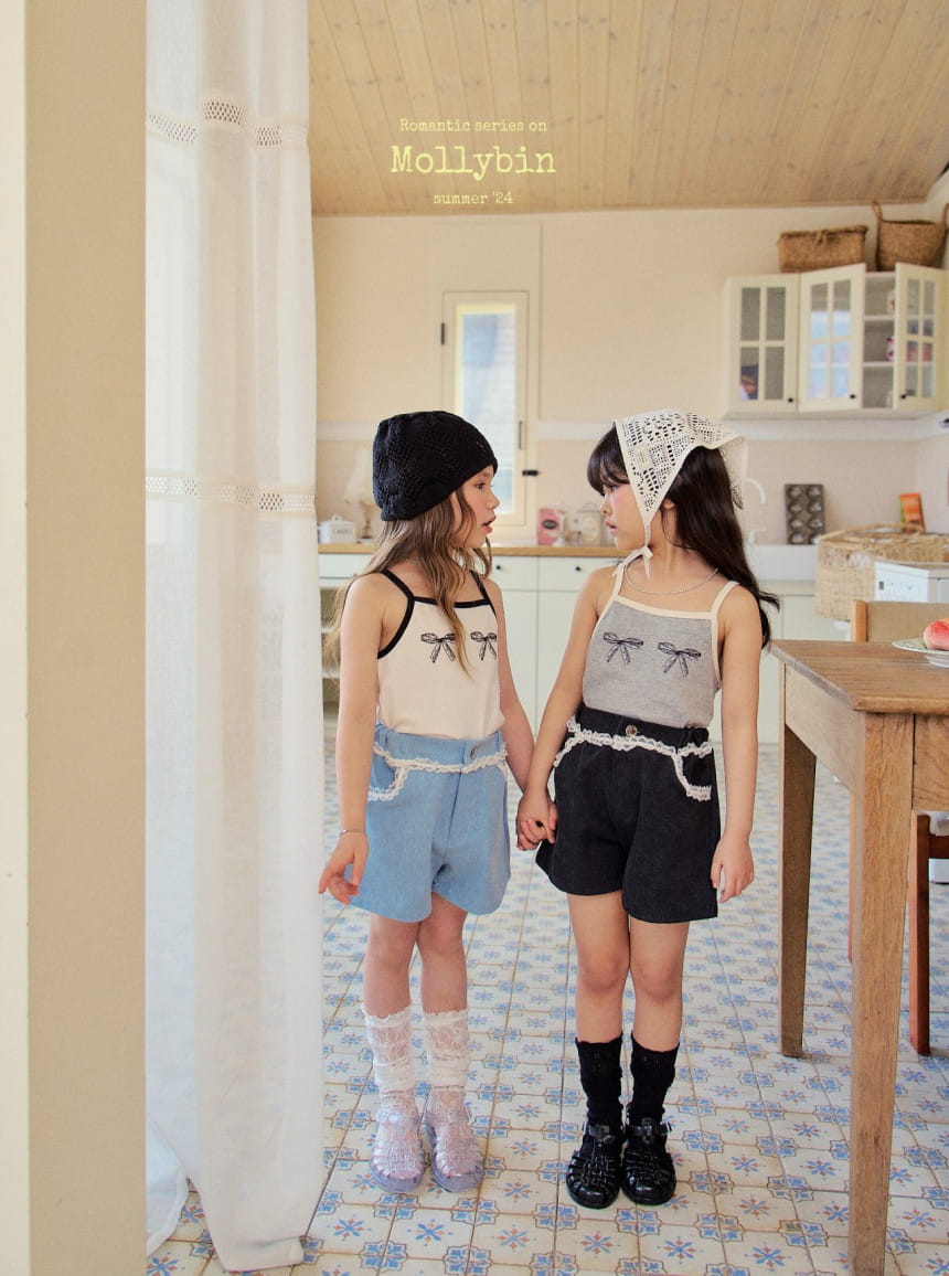 Mollybin - Korean Children Fashion - #designkidswear - Lace Denim Shorts - 10