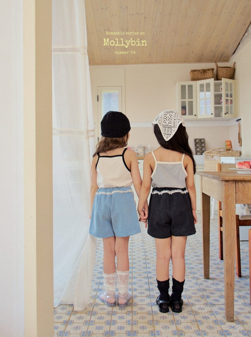 Mollybin - Korean Children Fashion - #discoveringself - Lace Denim Shorts - 11
