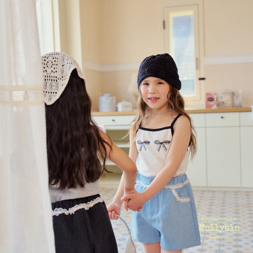 Mollybin - Korean Children Fashion - #fashionkids - Silky Ribbon Sleevelss Tee - 11