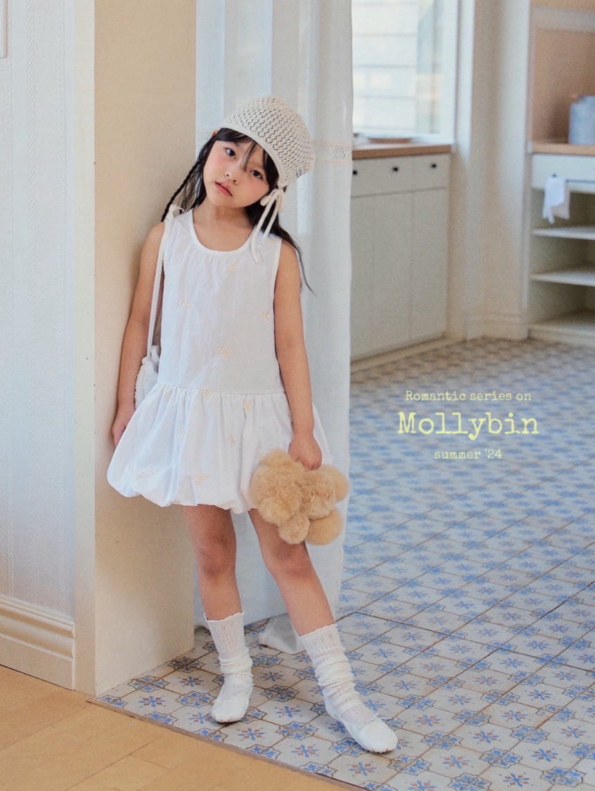 Mollybin - Korean Children Fashion - #fashionkids - Ribbon Embroidery One-Piece - 3
