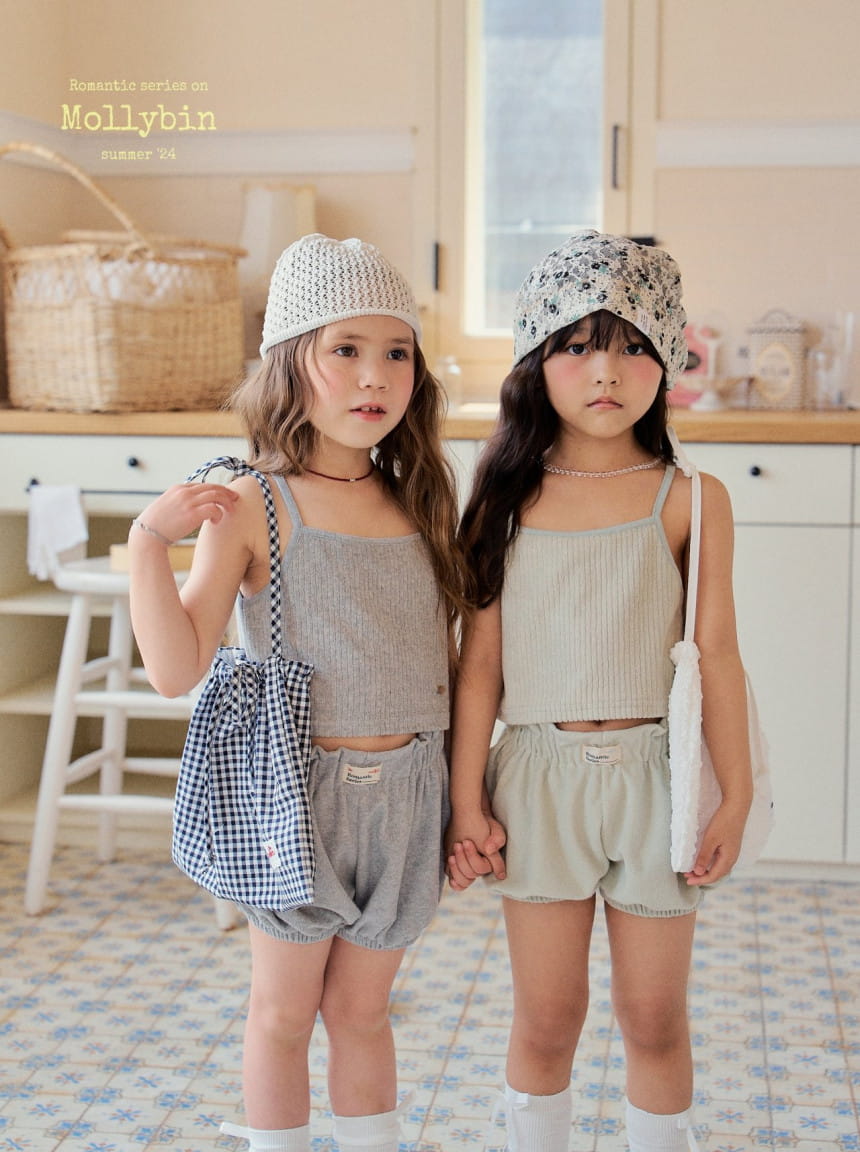 Mollybin - Korean Children Fashion - #kidsshorts - Wendy Terry Sleeveles Tee - 5