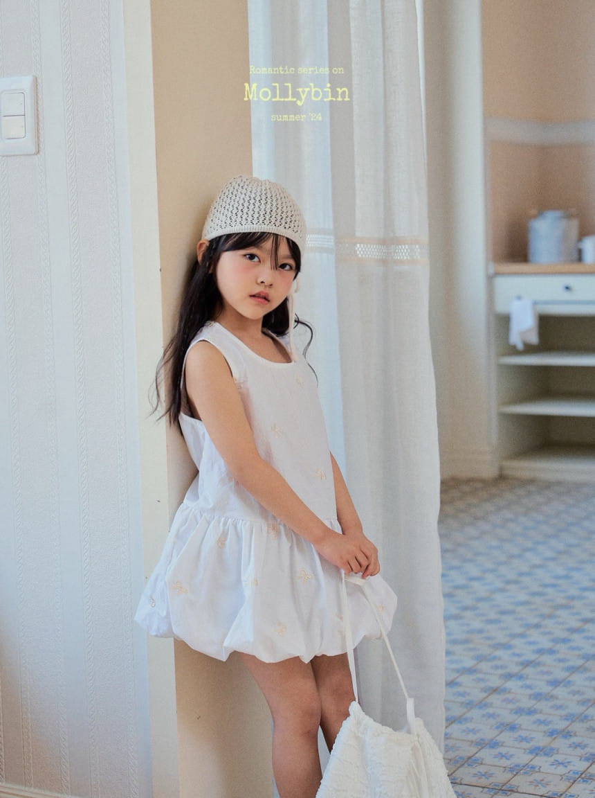 Mollybin - Korean Children Fashion - #fashionkids - Ribbon Embroidery One-Piece - 4
