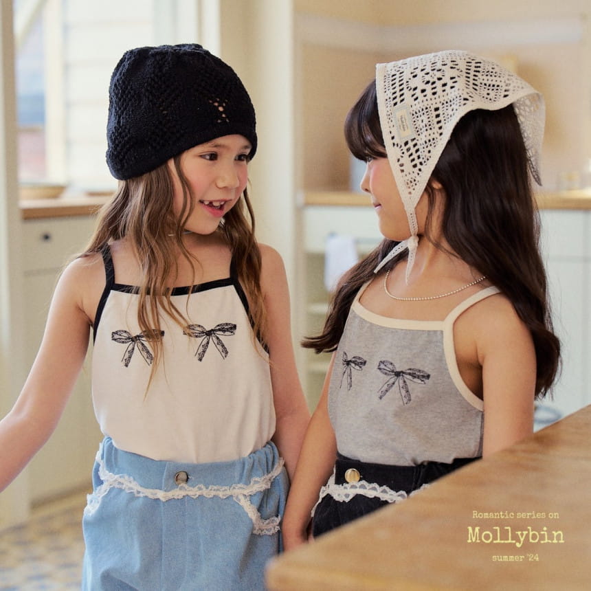 Mollybin - Korean Children Fashion - #prettylittlegirls - Silky Ribbon Sleevelss Tee - 5