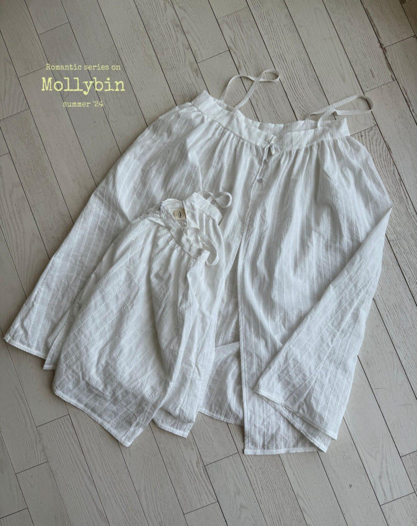 Mollybin - Korean Children Fashion - #stylishchildhood - Creamy Embroidery One-Piece With Mom - 2