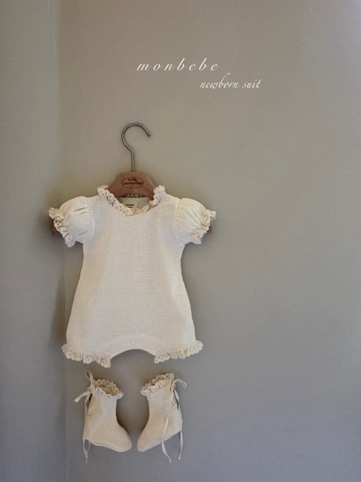 Monbebe - Korean Baby Fashion - #babyootd - Waffle Short Sleeve Body Suit - 2