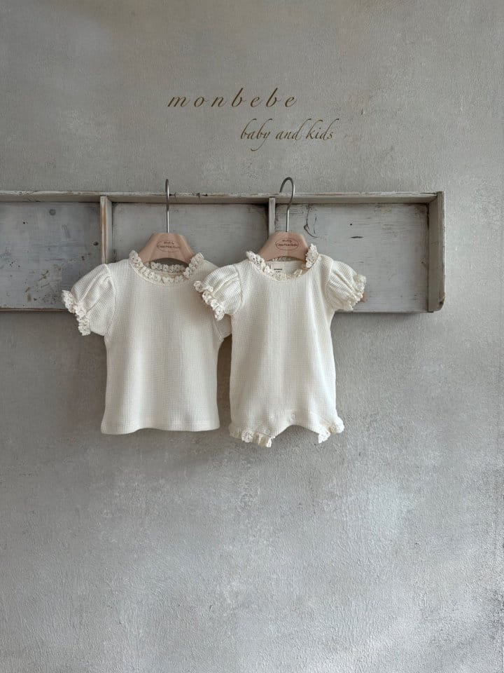 Monbebe - Korean Baby Fashion - #babyoutfit - Waffle Short Sleeve Body Suit - 4
