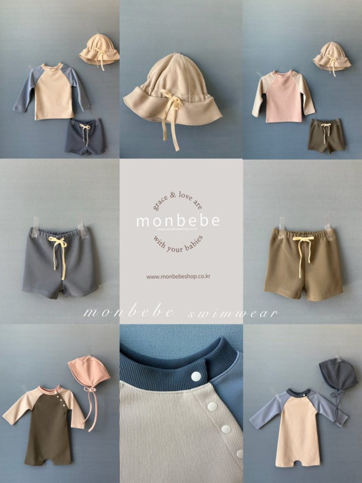 Monbebe - Korean Children Fashion - #childrensboutique - Multibam Top Bottom Swim Set With Hat