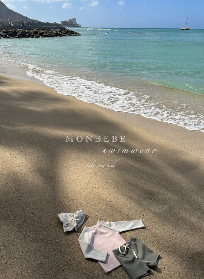 Monbebe - Korean Children Fashion - #minifashionista - Multibam Top Bottom Swim Set With Hat - 11