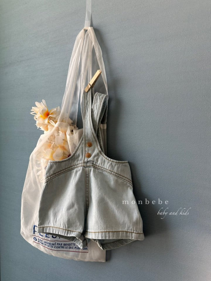 Monbebe - Korean Children Fashion - #todddlerfashion - Denim Dungarees Short - 3