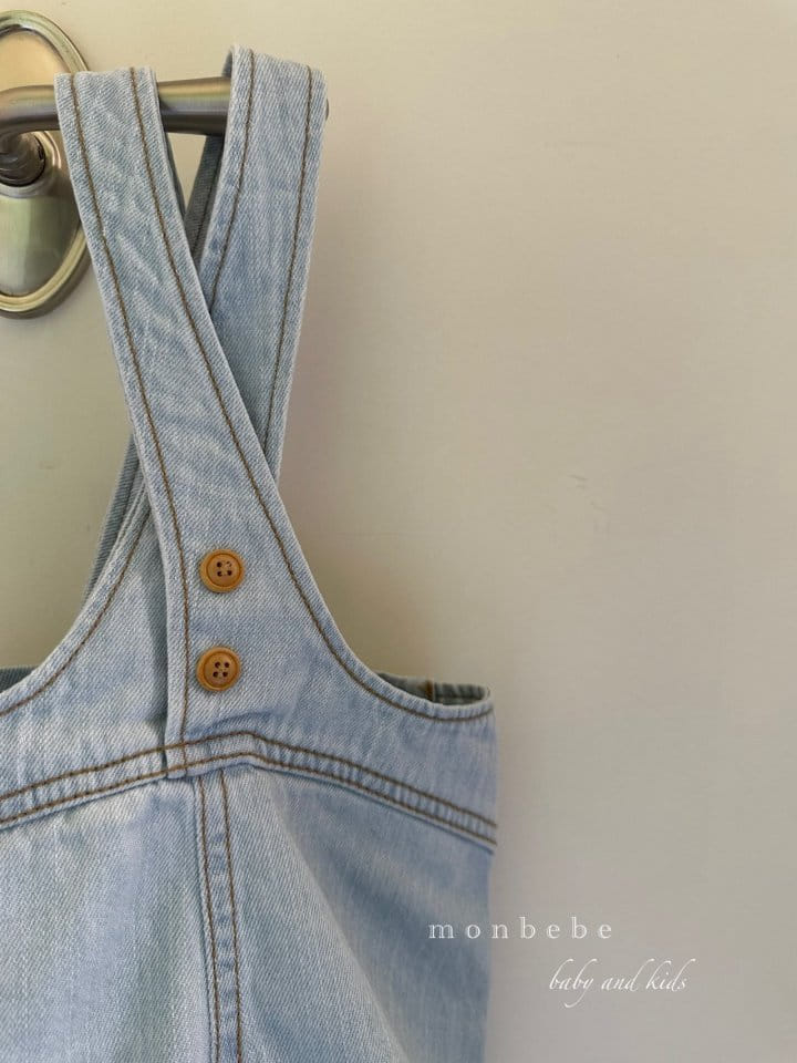 Monbebe - Korean Children Fashion - #todddlerfashion - Denim Dungarees Short - 4