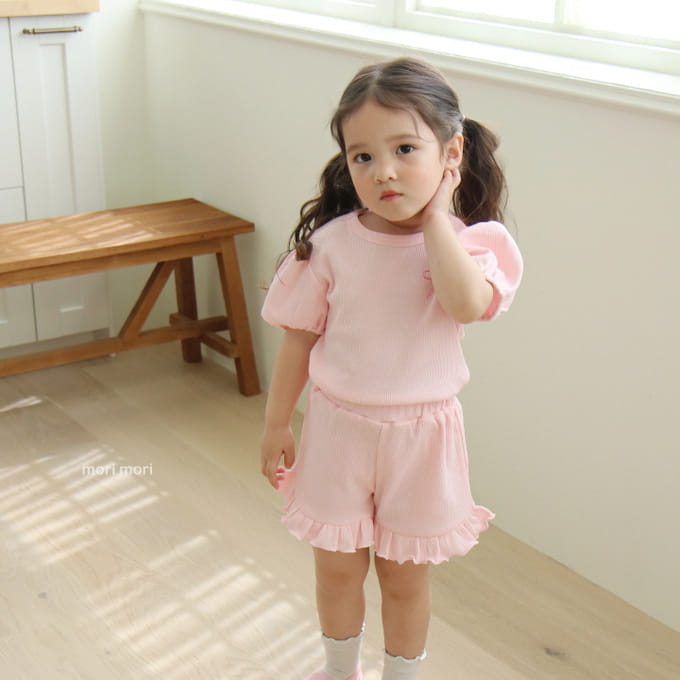 Mori Mori - Korean Children Fashion - #littlefashionista - Waffle Ribbon Top Bottom Set
