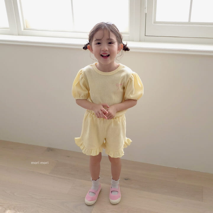 Mori Mori - Korean Children Fashion - #minifashionista - Waffle Ribbon Top Bottom Set - 4