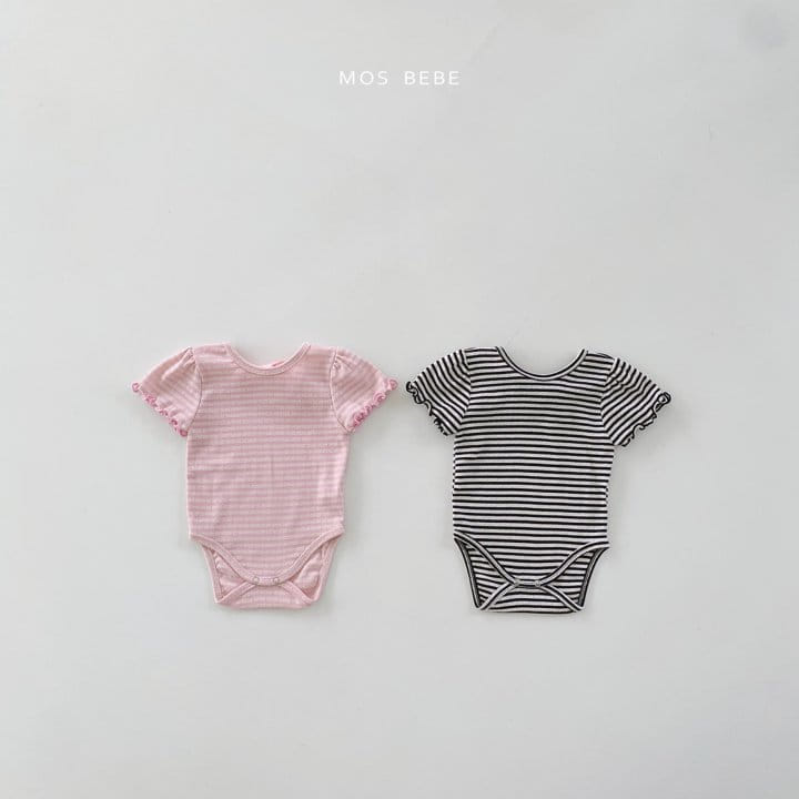 Mos Bebe - Korean Baby Fashion - #babyoutfit - Sherbet Back Ribbon Body Suit - 2