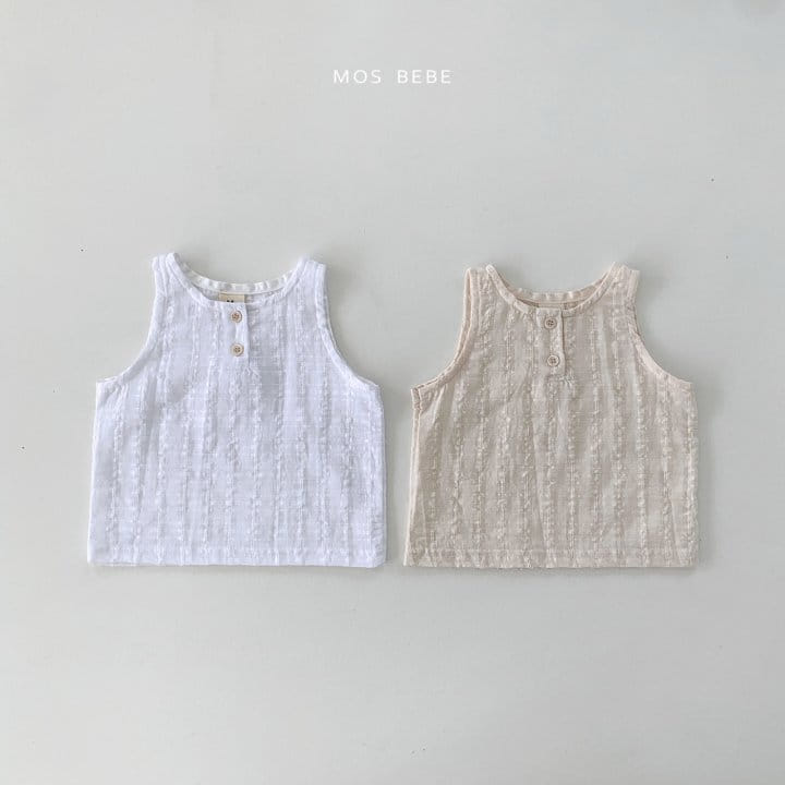 Mos Bebe - Korean Baby Fashion - #babyoutfit - May Button Sleevless Tee - 5
