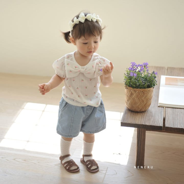 Neneru - Korean Baby Fashion - #babyfever - Flower Ribbon Tee - 6
