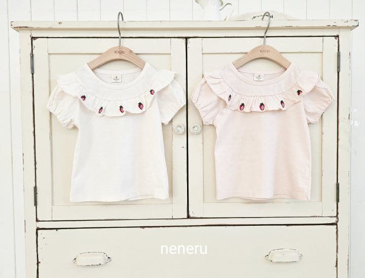 Neneru - Korean Children Fashion - #childofig - Strawberry Embroidery Tee - 9